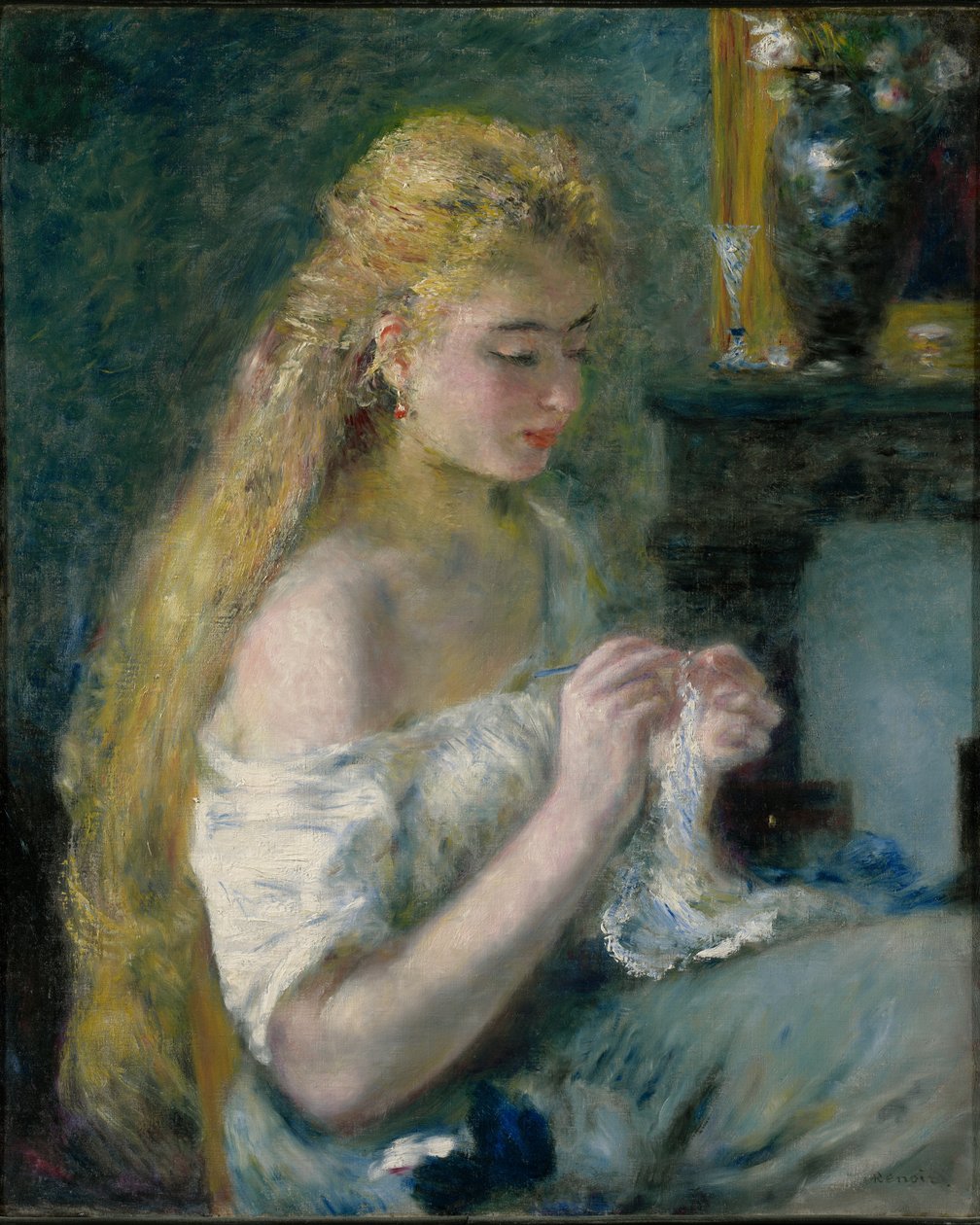 Kobieta szydełkująca autorstwa Pierre-Auguste Renoir