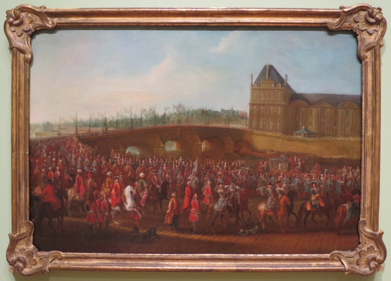 Ambasador Turcji Mehmet Efendi wyjeżdża po audiencji u króla Francji Ludwika XV. i.J. 1721 w Paryżu Ogrody Tuileries autorstwa Pierre Denis Martin