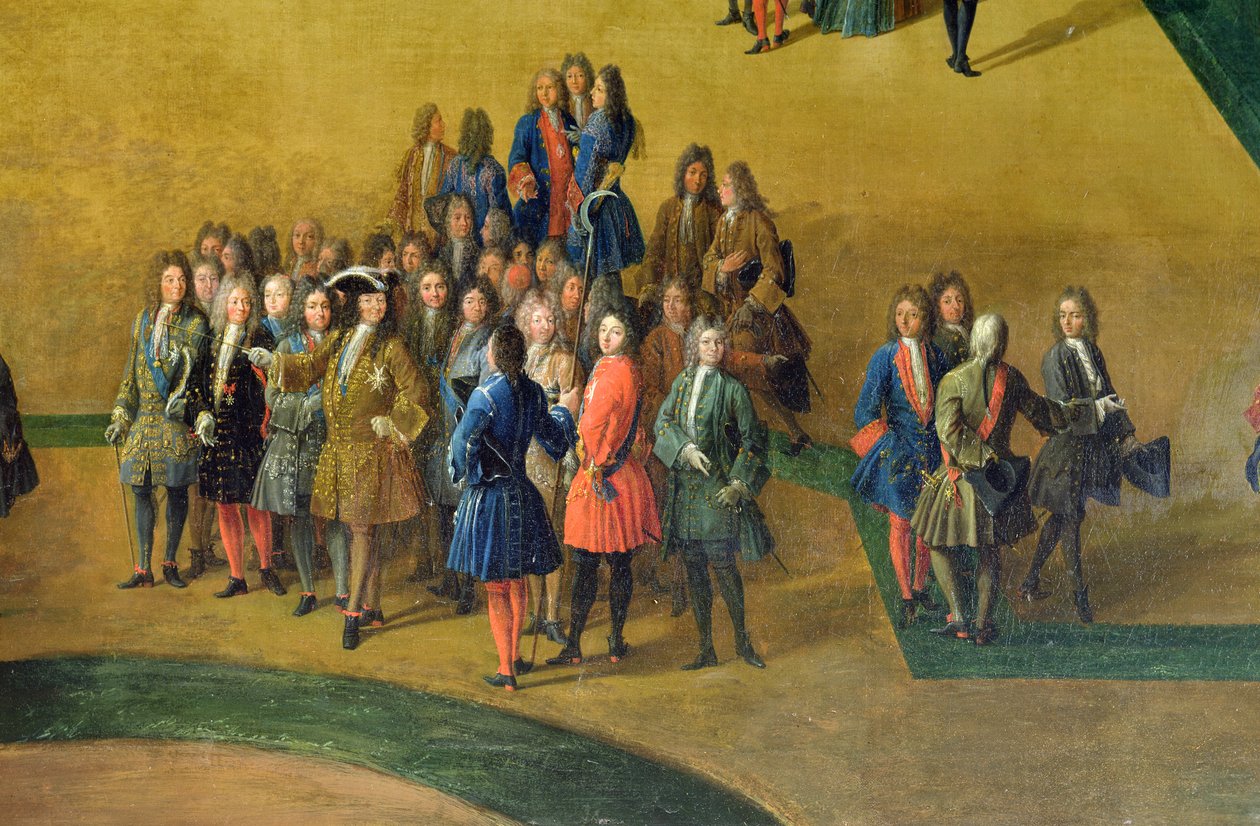 Zobacz Gaj Łaźni Apolla w Ogrodach Wersalskich szczegół Ludwika XIV, 1713 olej na płótnie autorstwa Pierre Denis Martin
