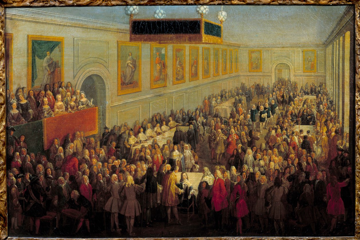 Święto sakralne Ludwika XV w Pałacu Arcybiskupim w Reims 25 października autorstwa Pierre Denis Martin