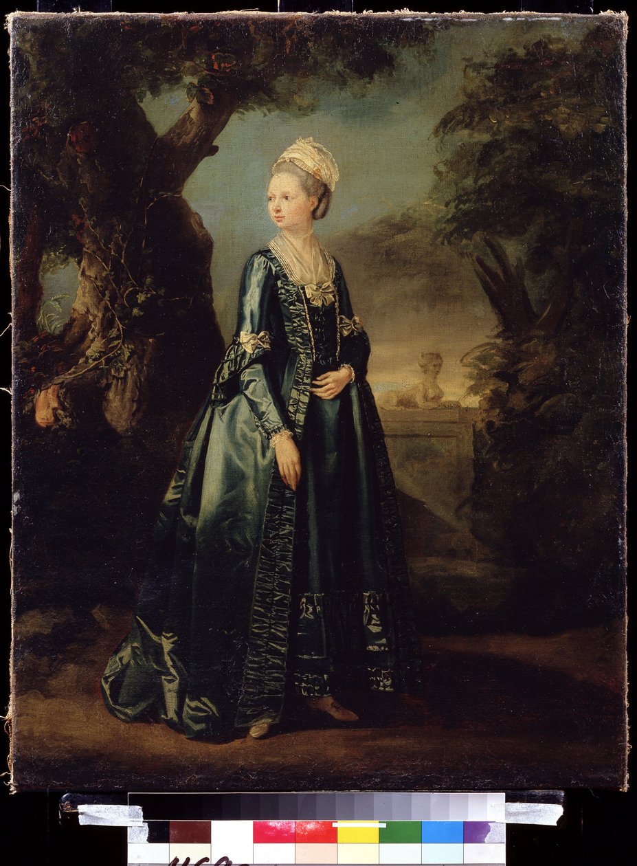 „Portret damy w ogrodzie lub portret wielkiej księżnej Natalii” (Dama w ogrodzie (Portret wielkiej księżnej Natalii) Portret wielkiej księżnej Natalii Aleksiejewnej (lub Aleksiejewnej) (1755-1776) (Wilhelmina Louisa z Hesji-Darmstadt ( Hesja) autorstwa Pierre Etienne Falconet