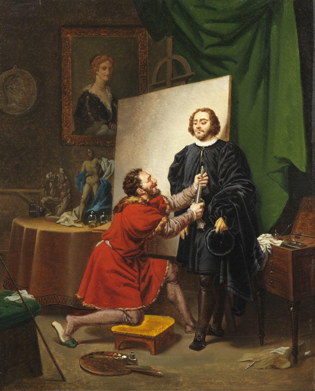 Pietro Aretino w Pracowni Tintoretta, 1822 autorstwa Pierre Nolasque Bergeret