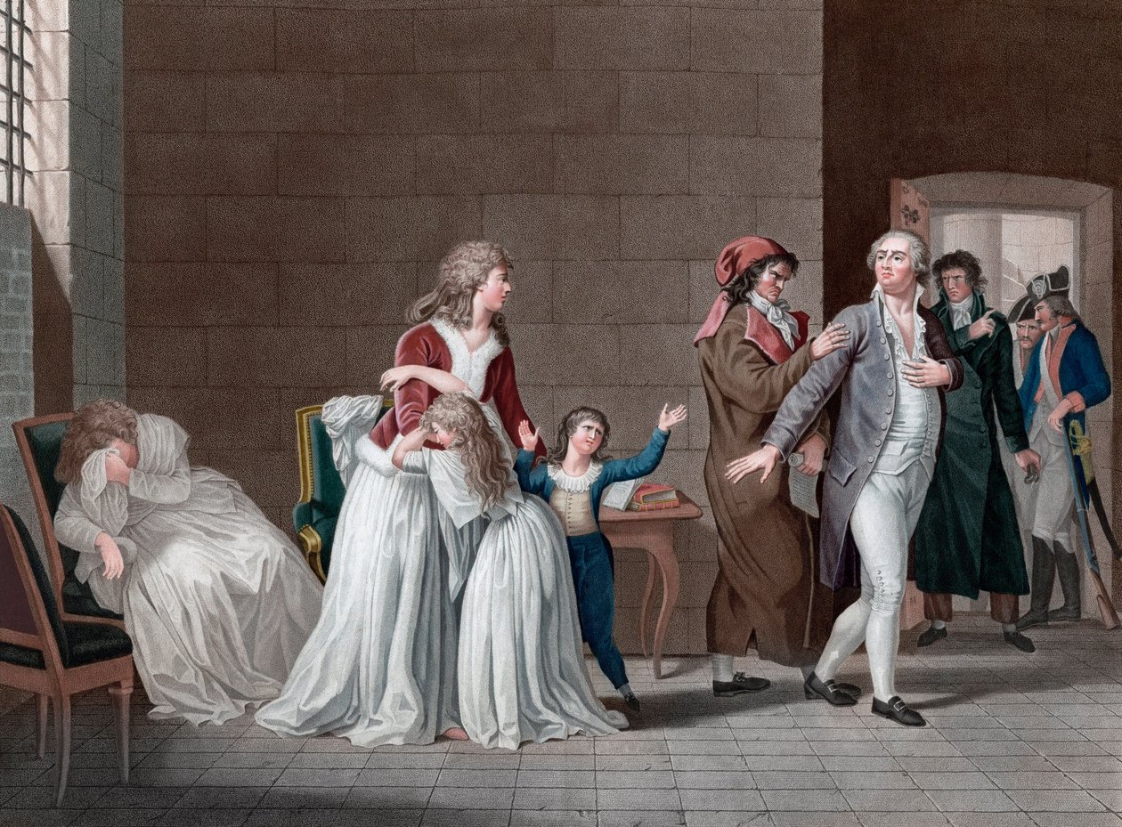 Oddzielenie króla Francji Ludwika XVI (1754-1793, od jego rodziny). Paryż, więzienie świątynne, 20 stycznia autorstwa Pierre (after) Bouillon