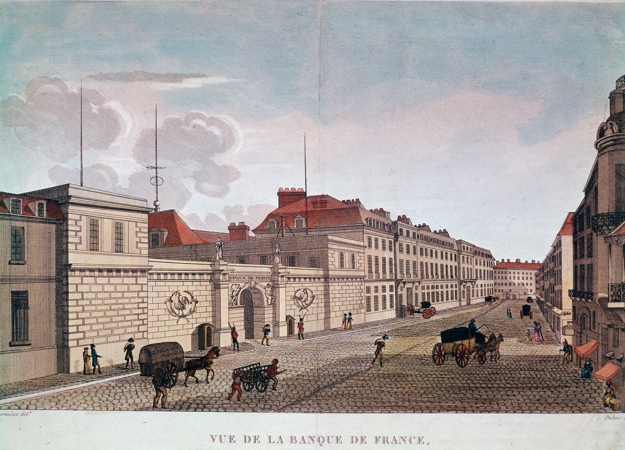 Bank Francji z Rue Croix-Petits-Champs w Paryżu (grafika autorstwa Pierre (after) Courvoisier