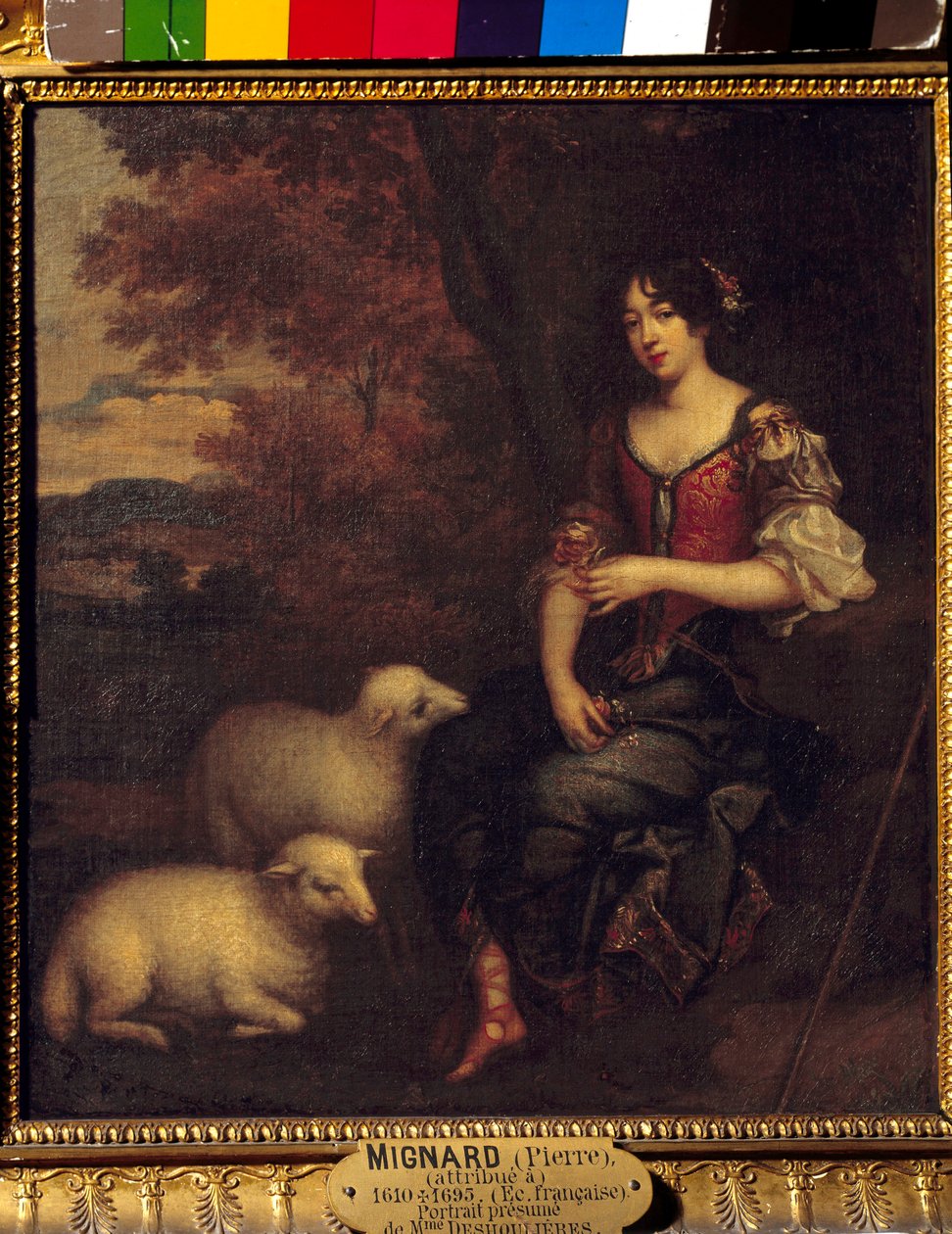 Domniemany portret pełnometrażowy Madame Deshoulieres, Antoinette Ligier de La Garde (1637-1694) poetka Obraz przypisywany Pierre