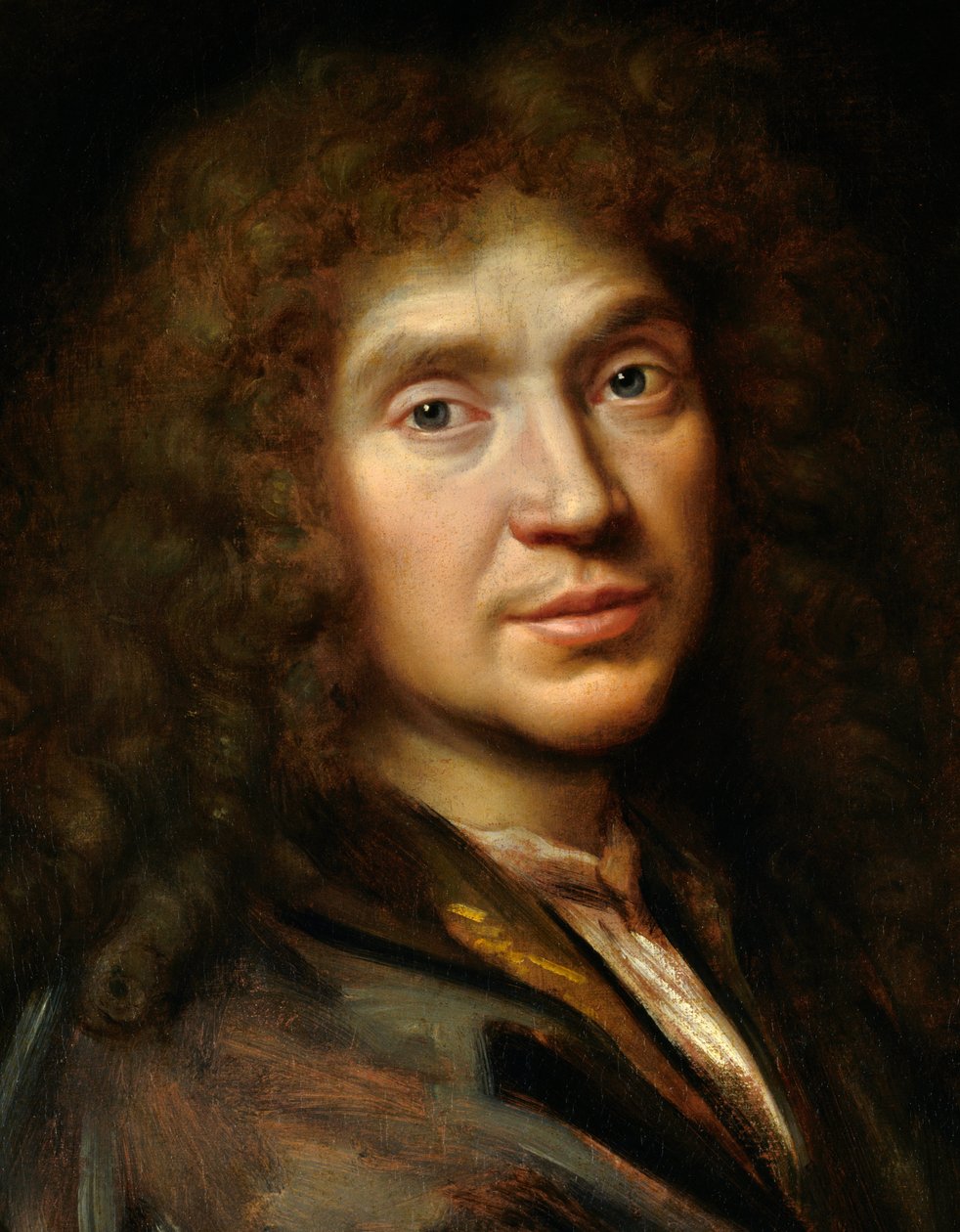 Szczegół „Portret Moliera” (1622-1673) Jean Baptiste Poquelin - Olej na płótnie - Obraz ze szkoły Pierre Mignard (1612-1695) - Chantilly, Musee Conde autorstwa Pierre (studio of) Mignard