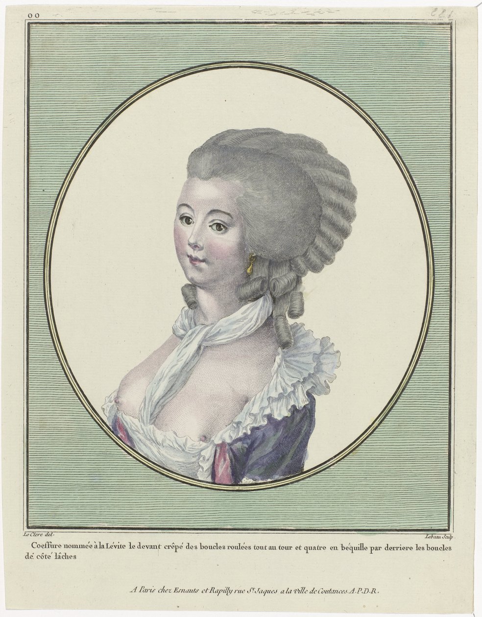 Gallerie des Modes et Costumes Français, 1781, oo 221: Coeffure im. Lewity (...) autorstwa Pierre Adrien Le Beau