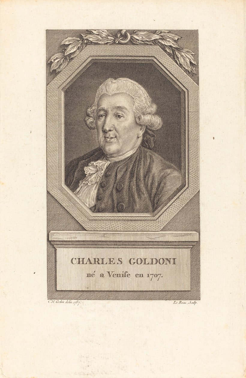 Karol Goldoni autorstwa Pierre Adrien Le Beau after Charles Nicolas Cochin II