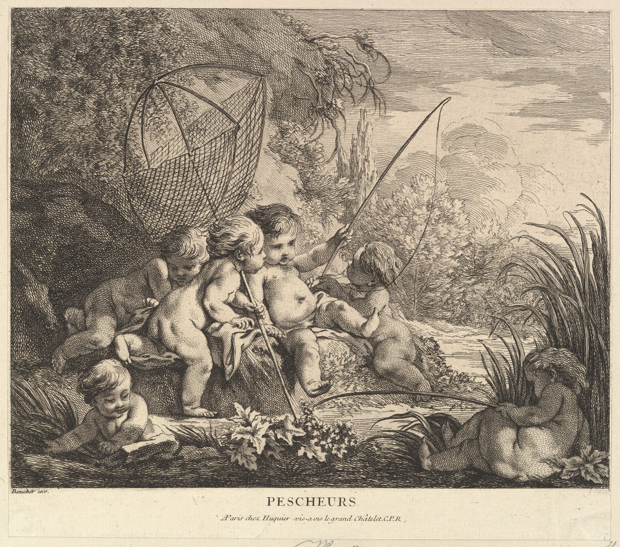 Dzieci Wędkarstwo, ca. 1738. autorstwa Pierre Alexandre Aveline