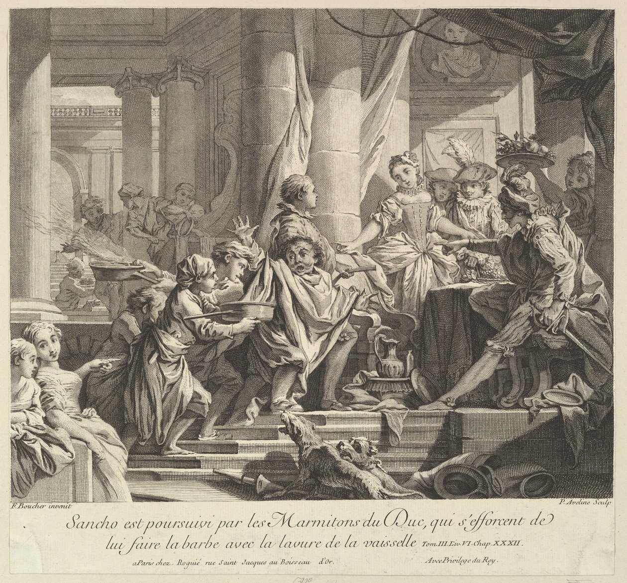 Sancho Ścigany przez kucharzy księcia, XVIII wiek. autorstwa Pierre Alexandre Aveline