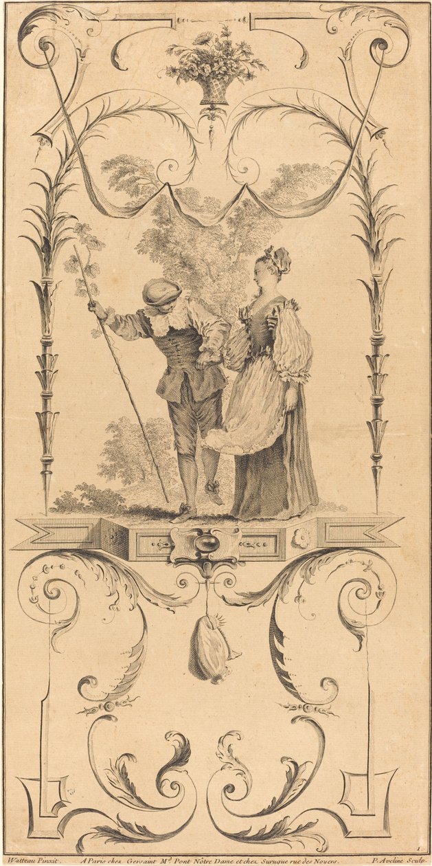 Pasterz i Pasterka (?) autorstwa Pierre Alexandre Aveline after Antoine Watteau