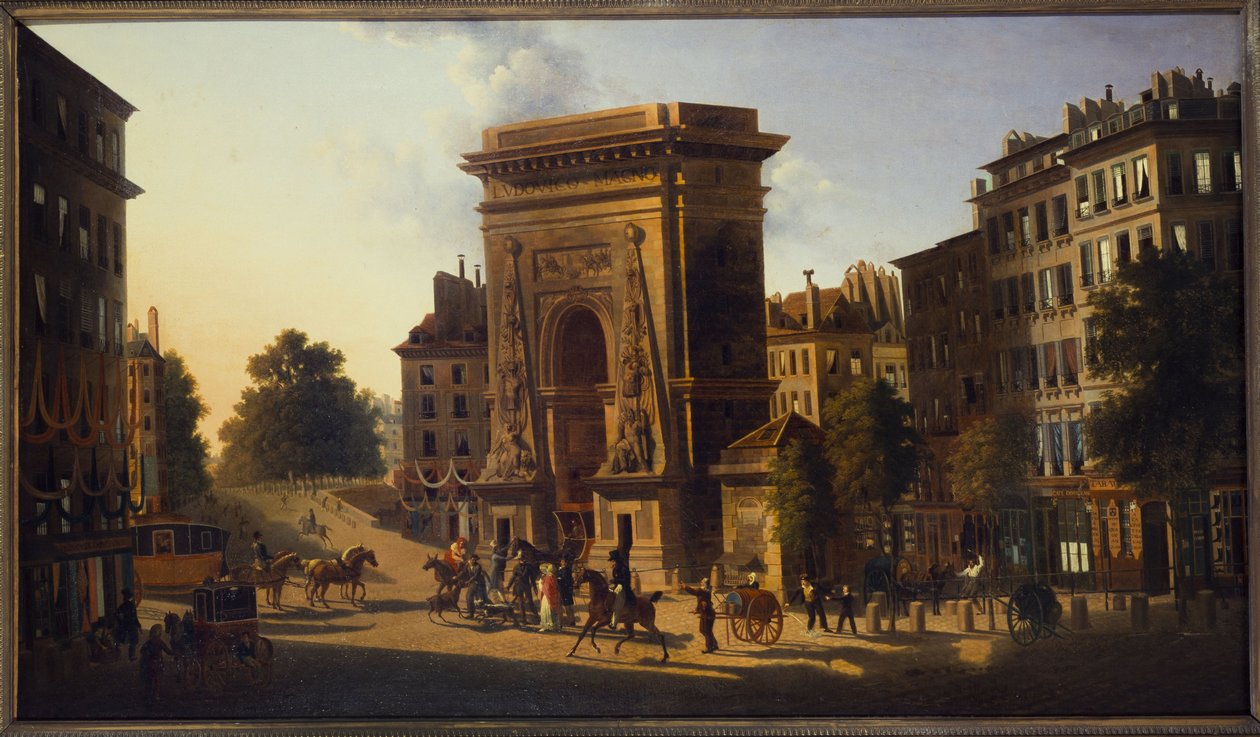 La Porte Saint-Denis, 2. dzielnica, między 1810 a 1830 r. (olej na płótnie) autorstwa Pierre Alexandre Pau de Saint Martin