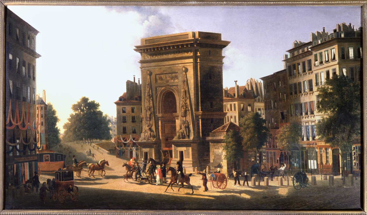 Boulevard du Temple i Porte Saint Denis, Paryż, ok. 1810 r. (obraz) autorstwa Pierre Alexandre Pau de Saint Martin
