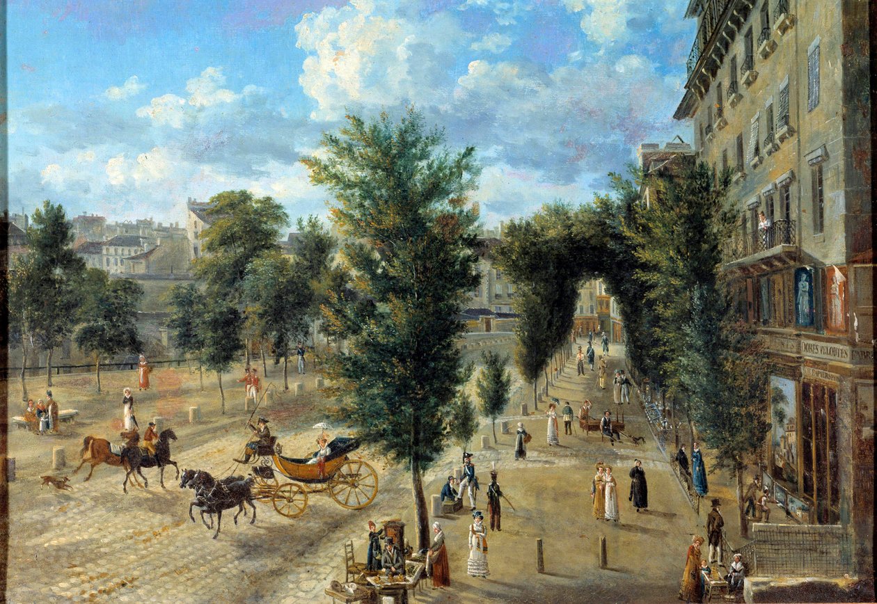 Boulevard des Capucines i dolna ulica wału. Obraz Pierre Alexandre Pau de Saint Martin (XIX wiek) autorstwa Pierre Alexandre Pau de Saint Martin