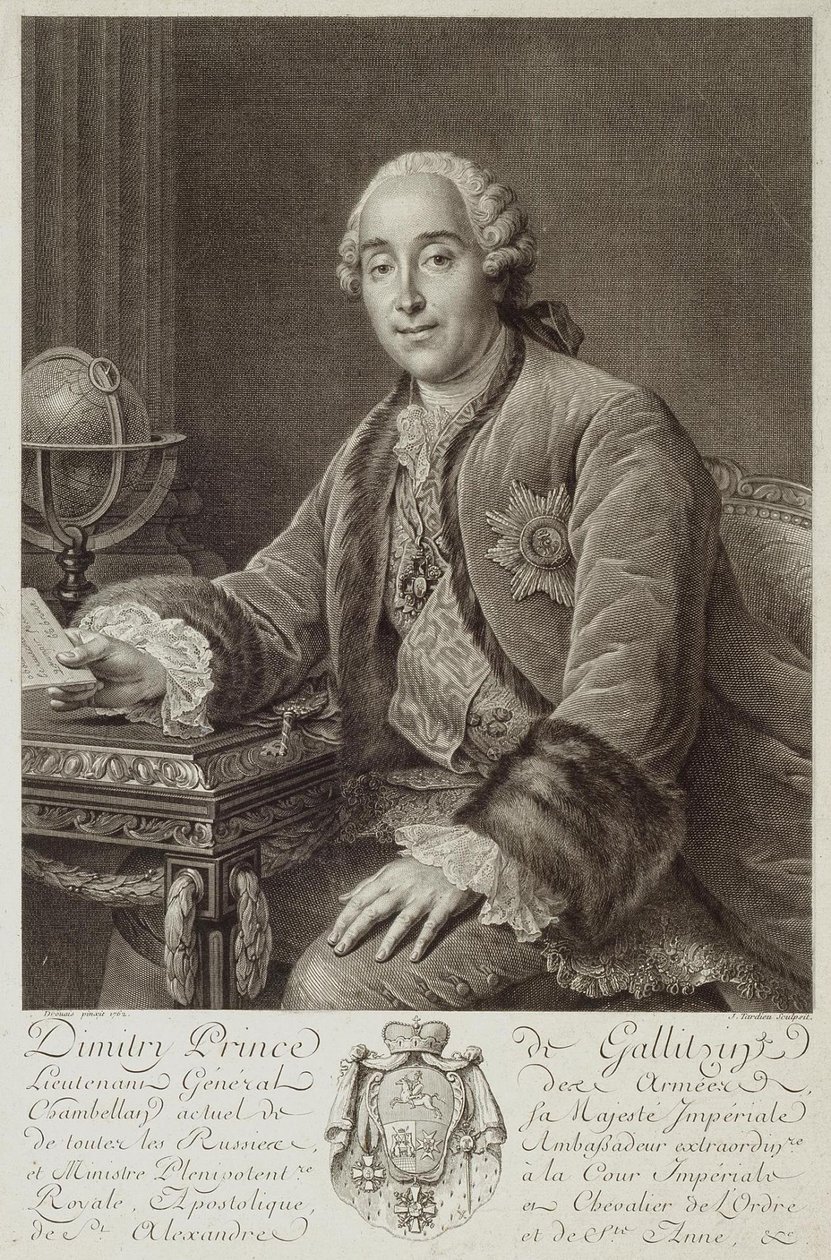 Portret księcia Dmitrija Michajłowicza Golicyna 1721-1793, 1762 autorstwa Pierre Alexandre Tardieu