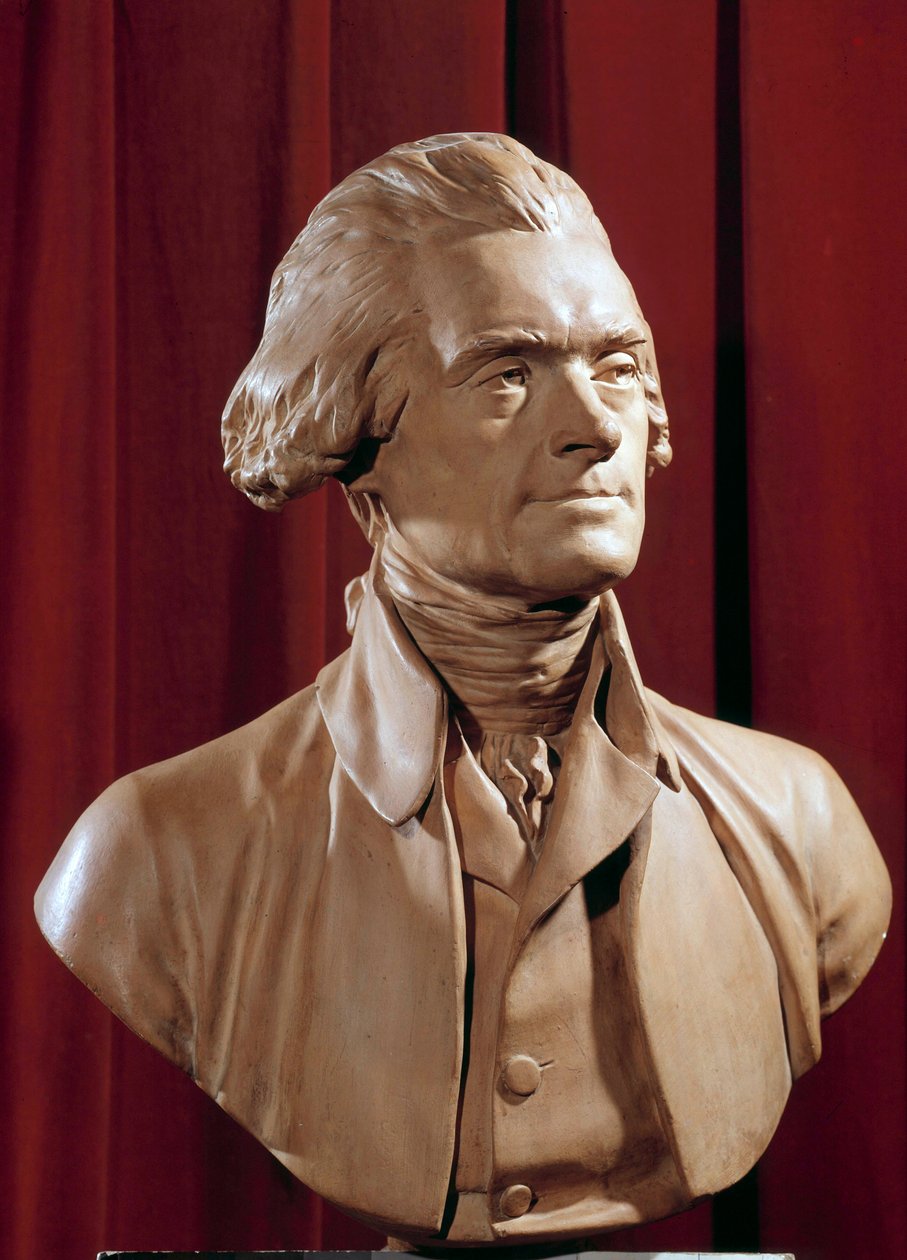 Popiersie Thomasa Jeffersona (1742-1826) Prezydenta Stanów Zjednoczonych Rzeźba Pierre