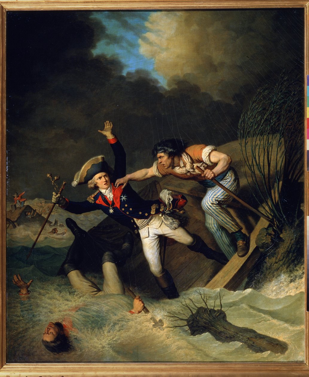 Śmierć księcia Leopolda z Brunszwiku podczas powodzi w Brunszwiku w 1785 r. (Śmierć Leopolda z Brunszwiku podczas powodzi w Brunszwiku w 1785 r.). Obraz Pierre