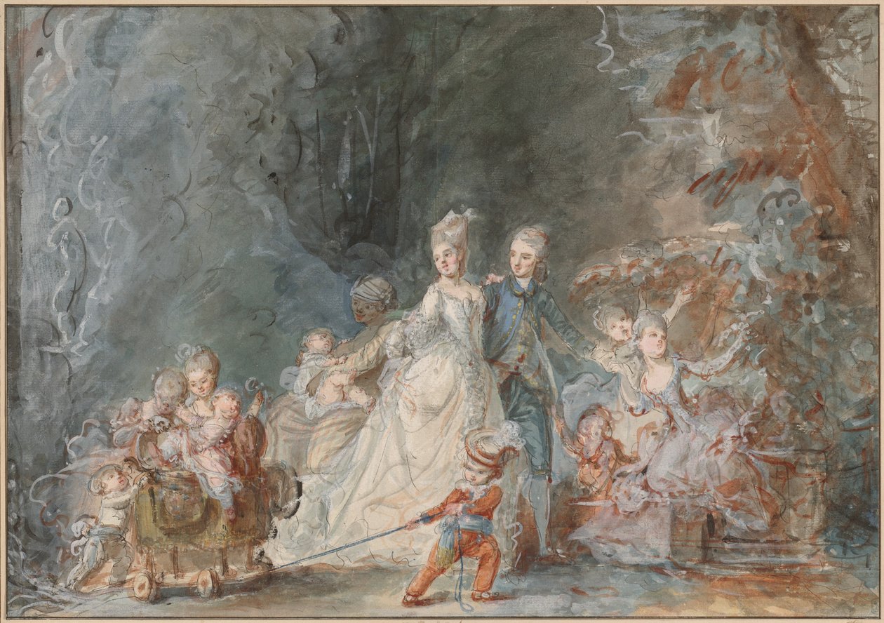Promenada Rodzinna w Parku autorstwa Pierre Antoine Baudouin
