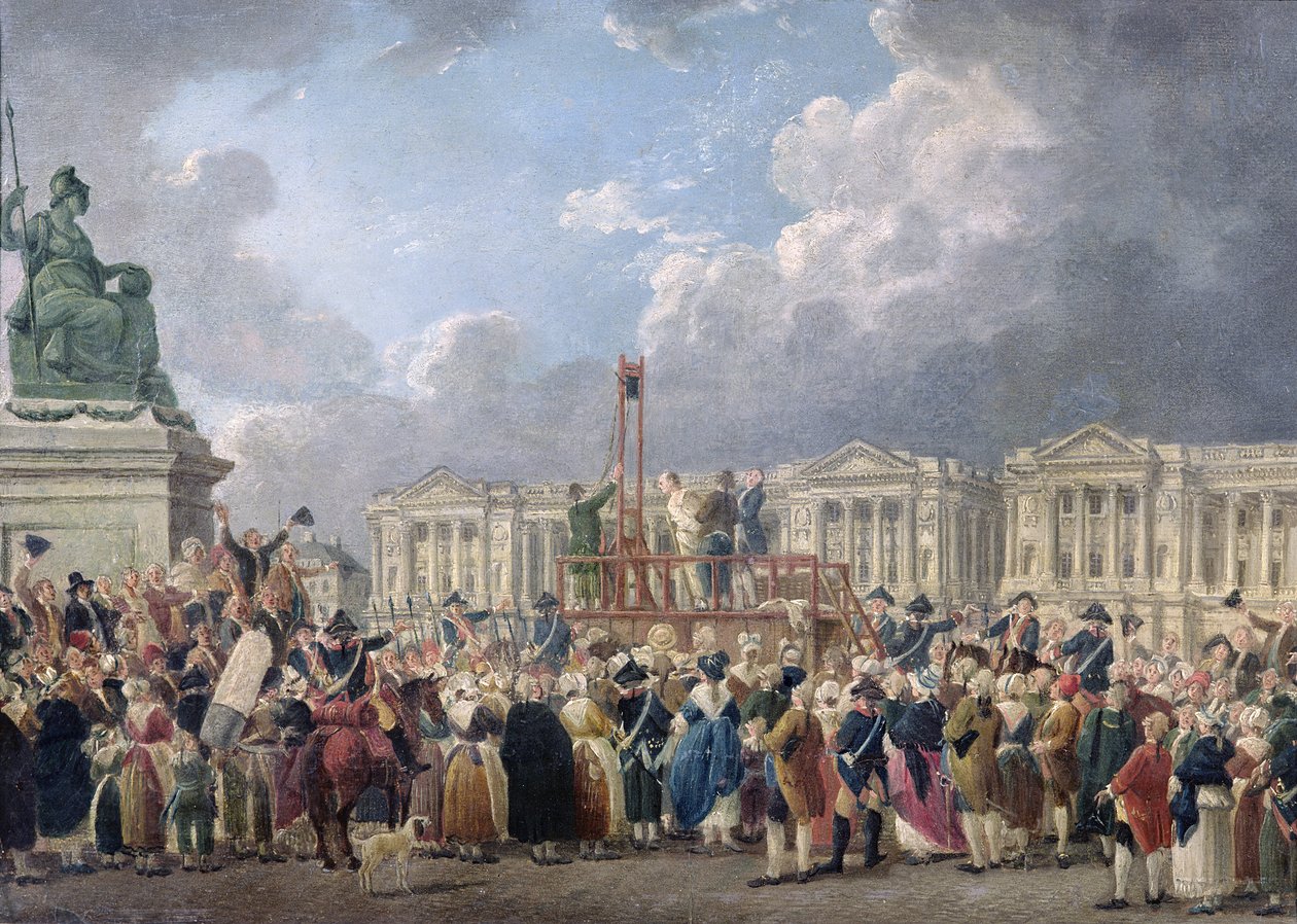 Egzekucja, Place de la Revolution, między sierpniem 1793 a czerwcem 1794 autorstwa Pierre Antoine Demachy