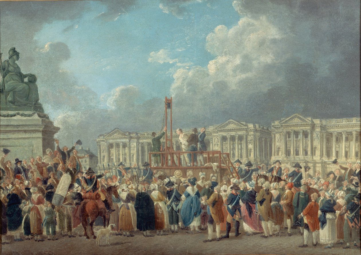 Egzekucja na Place de la Revolution, ok. godz. 1793. autorstwa Pierre Antoine Demachy
