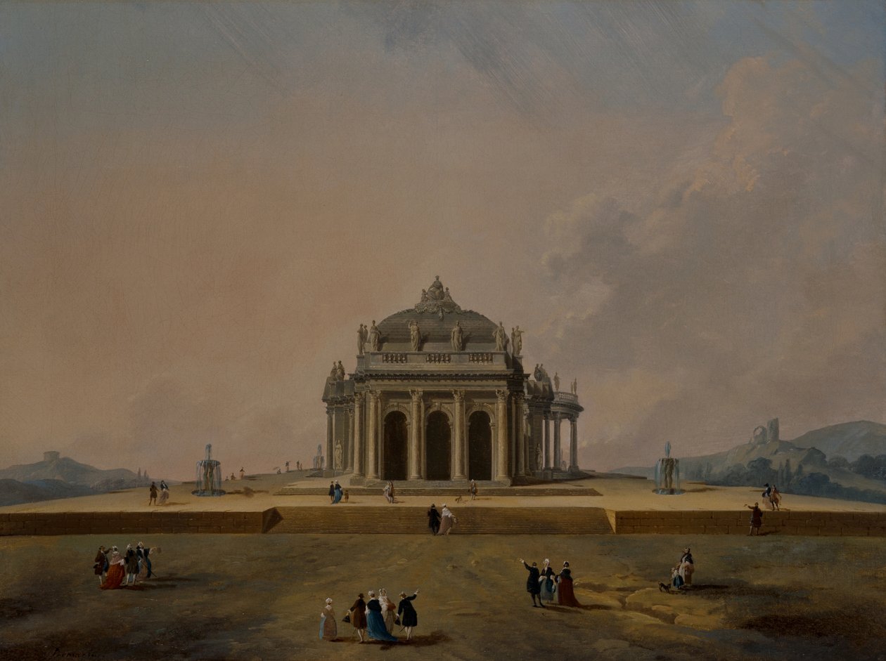 Fantastyczne studia architektoniczne z figurami autorstwa Pierre Antoine Demachy