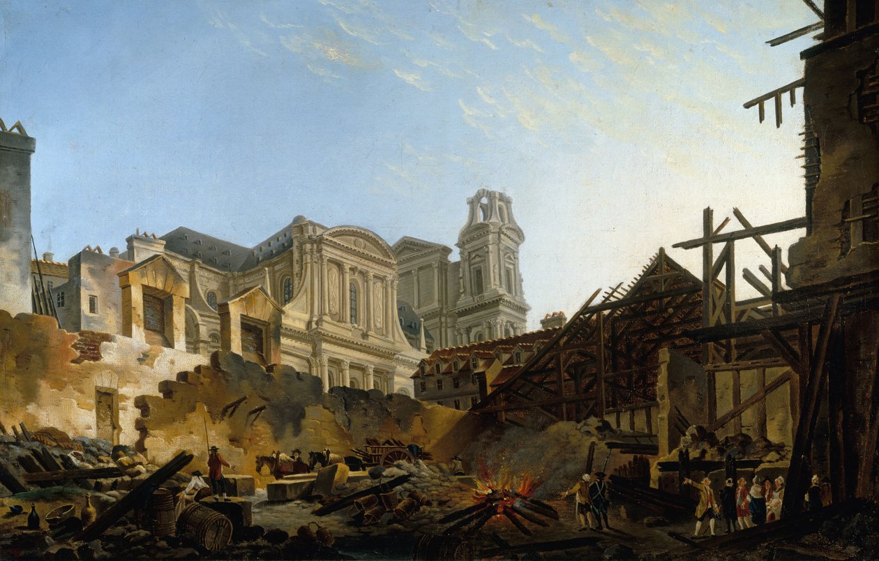 Foire Saint-Germain po pożarze w nocy z 16 na 17 marca 1762, 1762. autorstwa Pierre Antoine Demachy