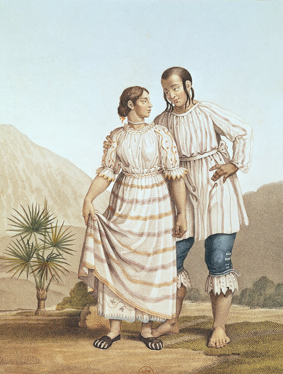 Meksykański strój indiański, z „Voyage aux Regions Equinoxiales du Nouveau Continent” Aleksandra von Humboldta (1769-1859), sztychowany przez Michela Bouqueta (1807-90) opublikowany 1810 autorstwa Pierre Antoine Marchais