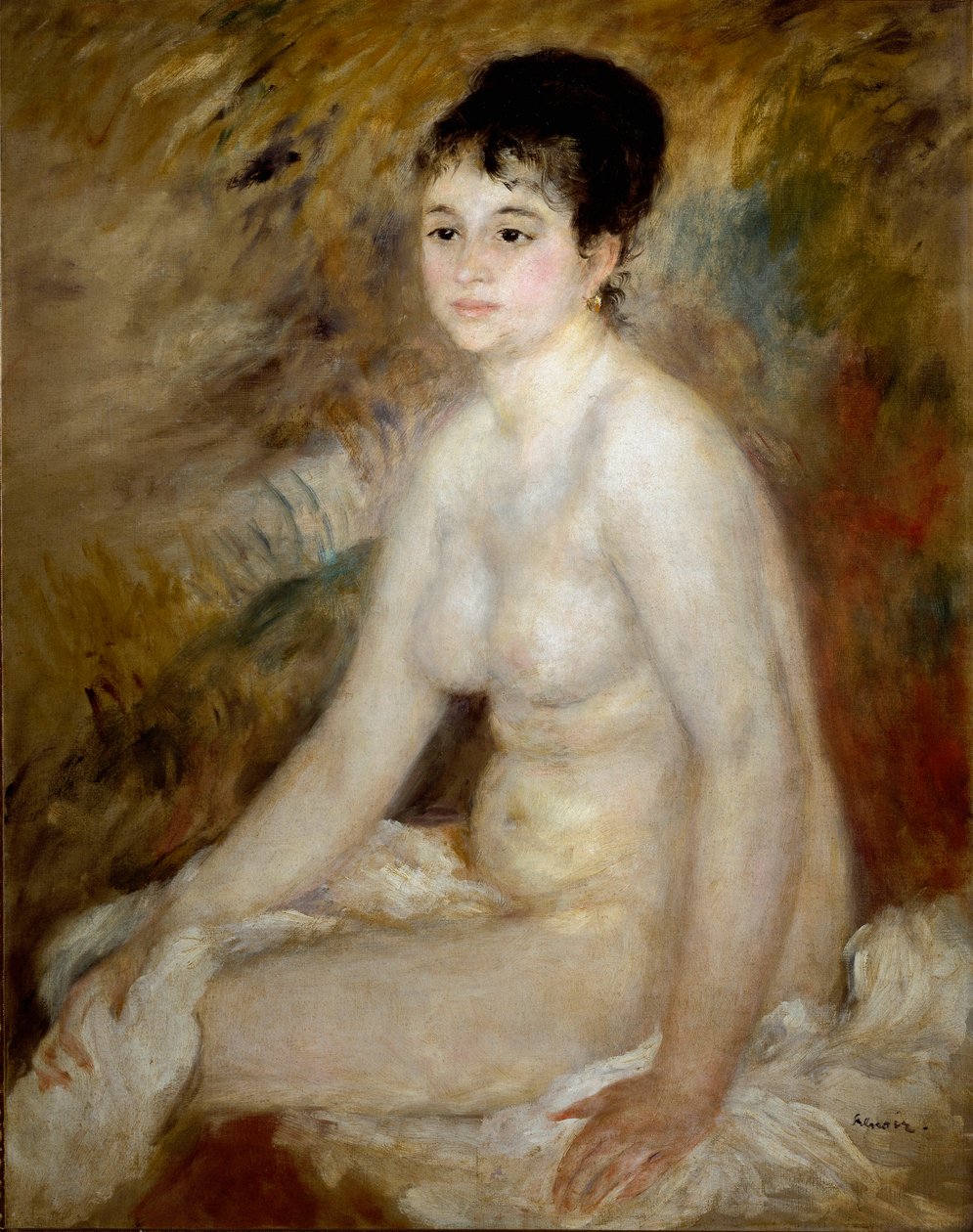 Po kąpieli. Portret nagiej kobiety siedzącej. Obraz Pierre Auguste Renoir (Pierre-Auguste autorstwa Pierre Auguste Renoir