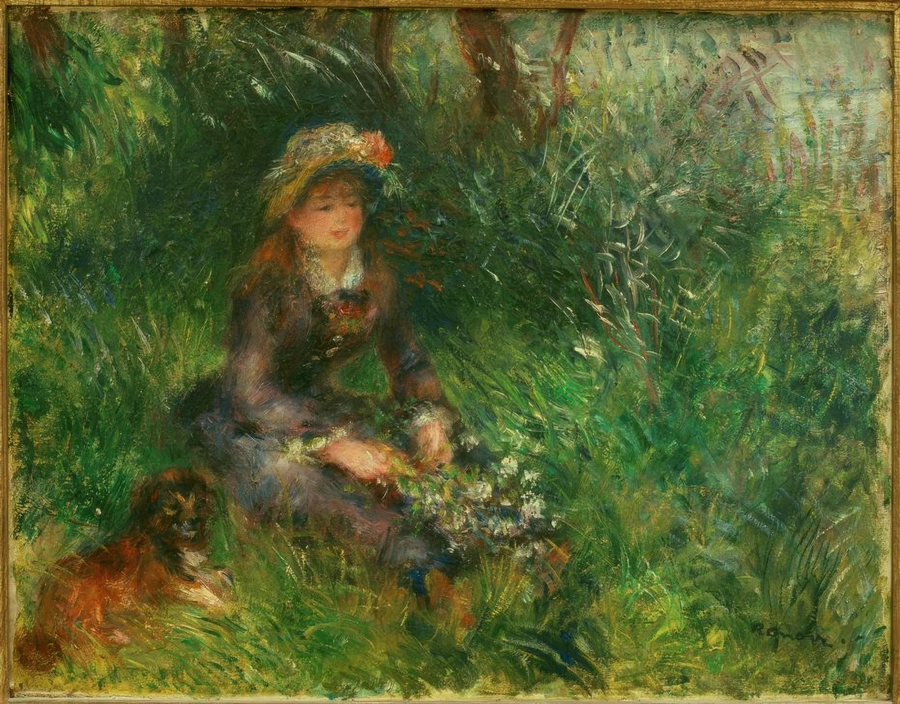 Aline Charigot z psem autorstwa Pierre Auguste Renoir