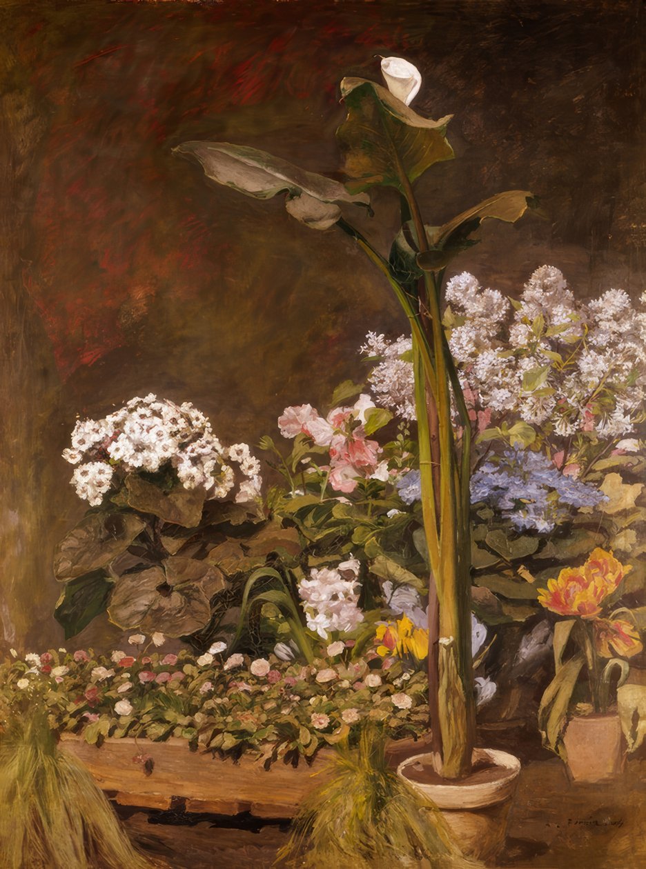 Arum i rośliny szklarniowe autorstwa Pierre Auguste Renoir