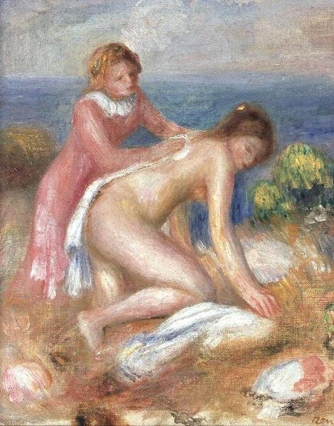 Kąpiący się i pokojówka autorstwa Pierre Auguste Renoir