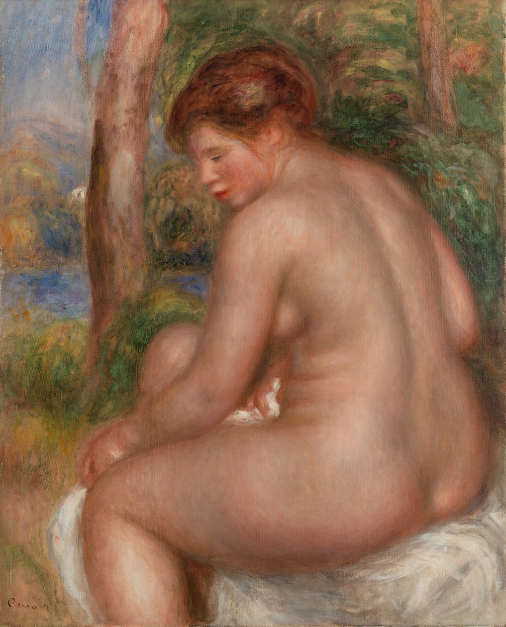 Kąpiący się w widoku trzech czwartych autorstwa Pierre Auguste Renoir