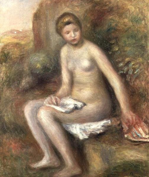 Kąpiący się na skale autorstwa Pierre Auguste Renoir