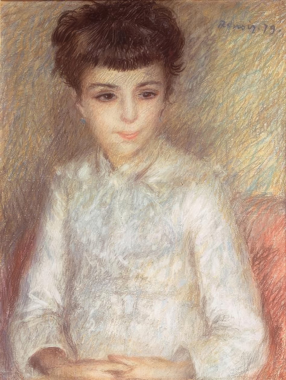 Portret młodej dziewczyny o brązowych włosach autorstwa Pierre Auguste Renoir