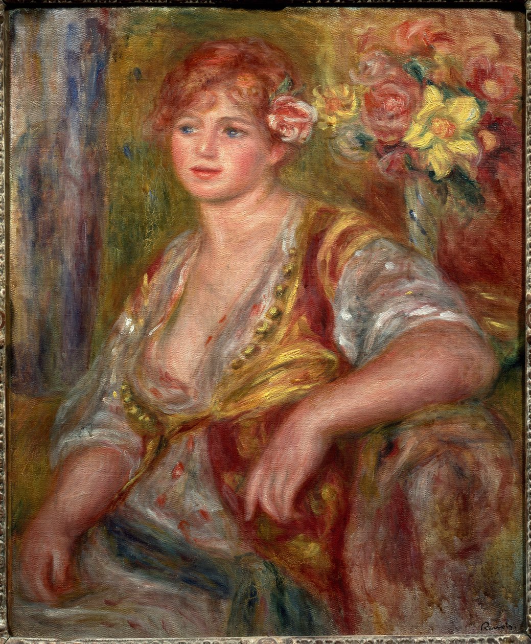 Blondynka z różą (Portret Andree Madeleine Heuschling), ok. 1915 (olej na płótnie) autorstwa Pierre Auguste Renoir