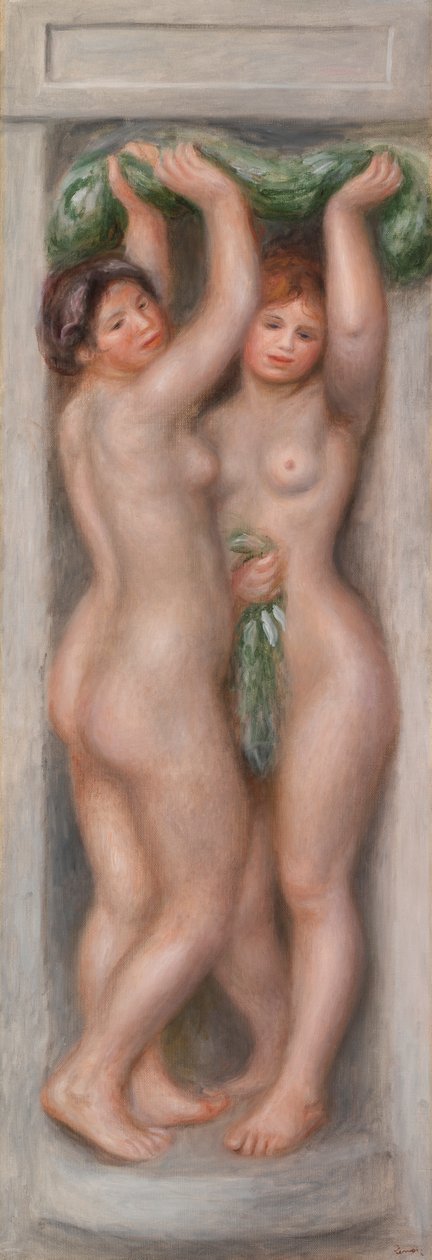 Kariatydy (Kariatydy); zwany także Dwóch Kąpiących się (panel dekoracyjny) autorstwa Pierre Auguste Renoir