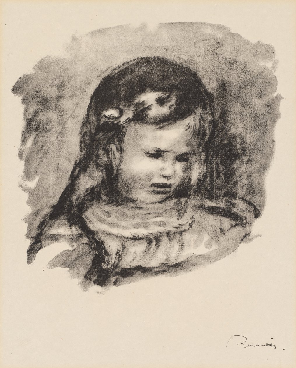 Claude Renoir, głowa opuszczona autorstwa Pierre Auguste Renoir