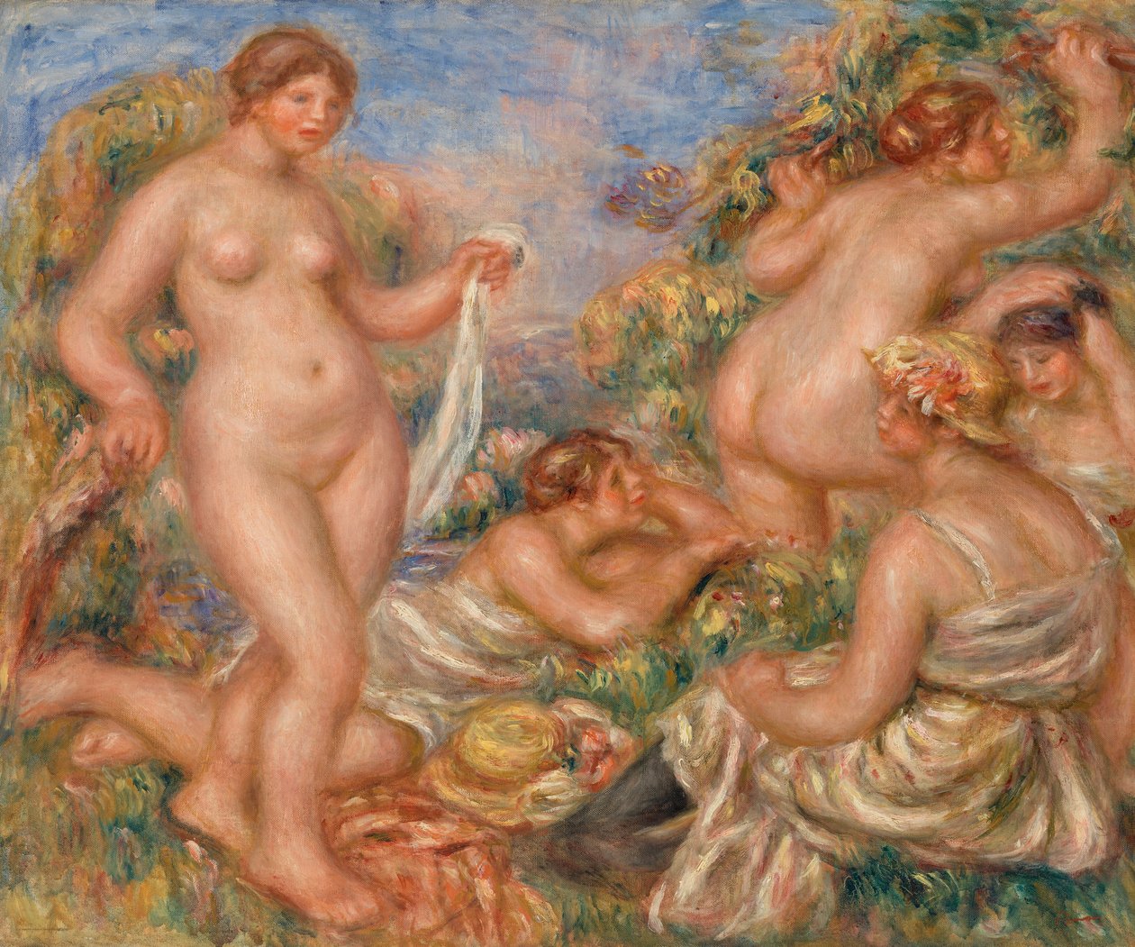 Kompozycja, pięciu kąpiących się autorstwa Pierre-Auguste Renoir