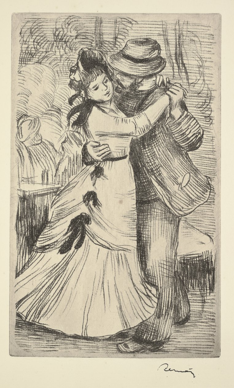 Taniec na wsi, ok. 1890 (akwaforta na miękkim podłożu) autorstwa Pierre Auguste Renoir
