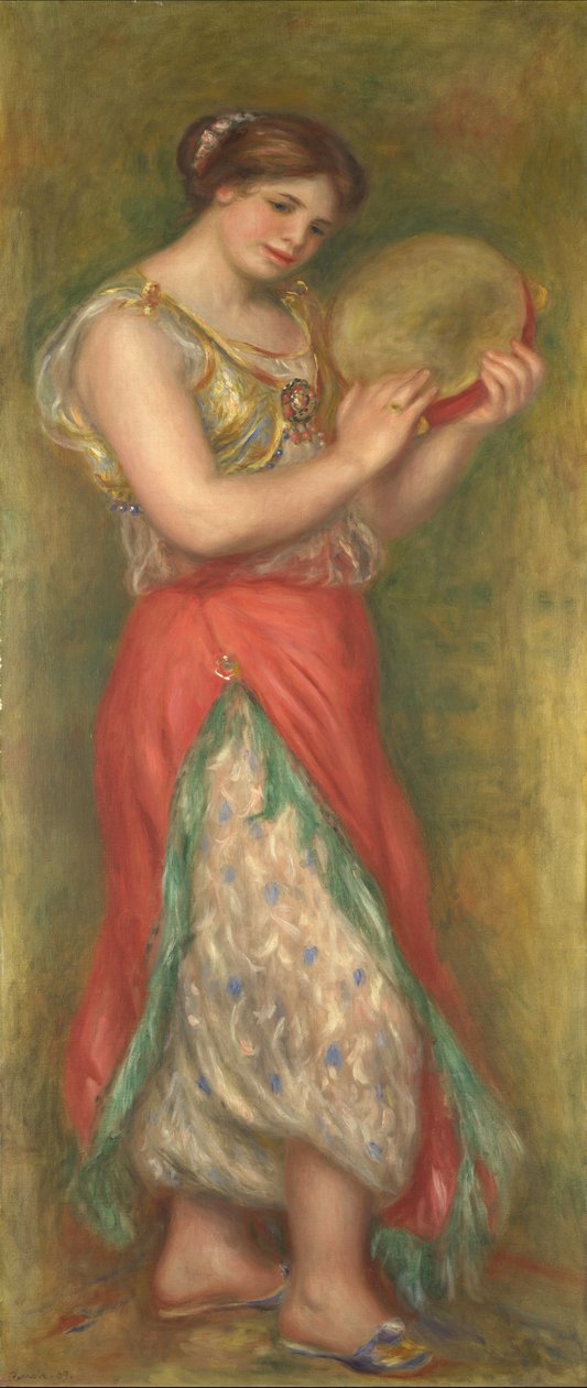 Tańcząca dziewczyna z tamburynem autorstwa Pierre Auguste Renoir