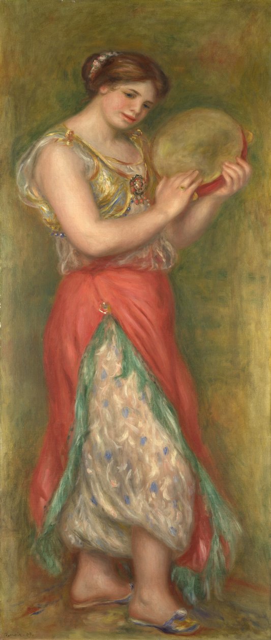 Tańcząca dziewczyna z tamburynem, 1909 autorstwa Pierre Auguste Renoir