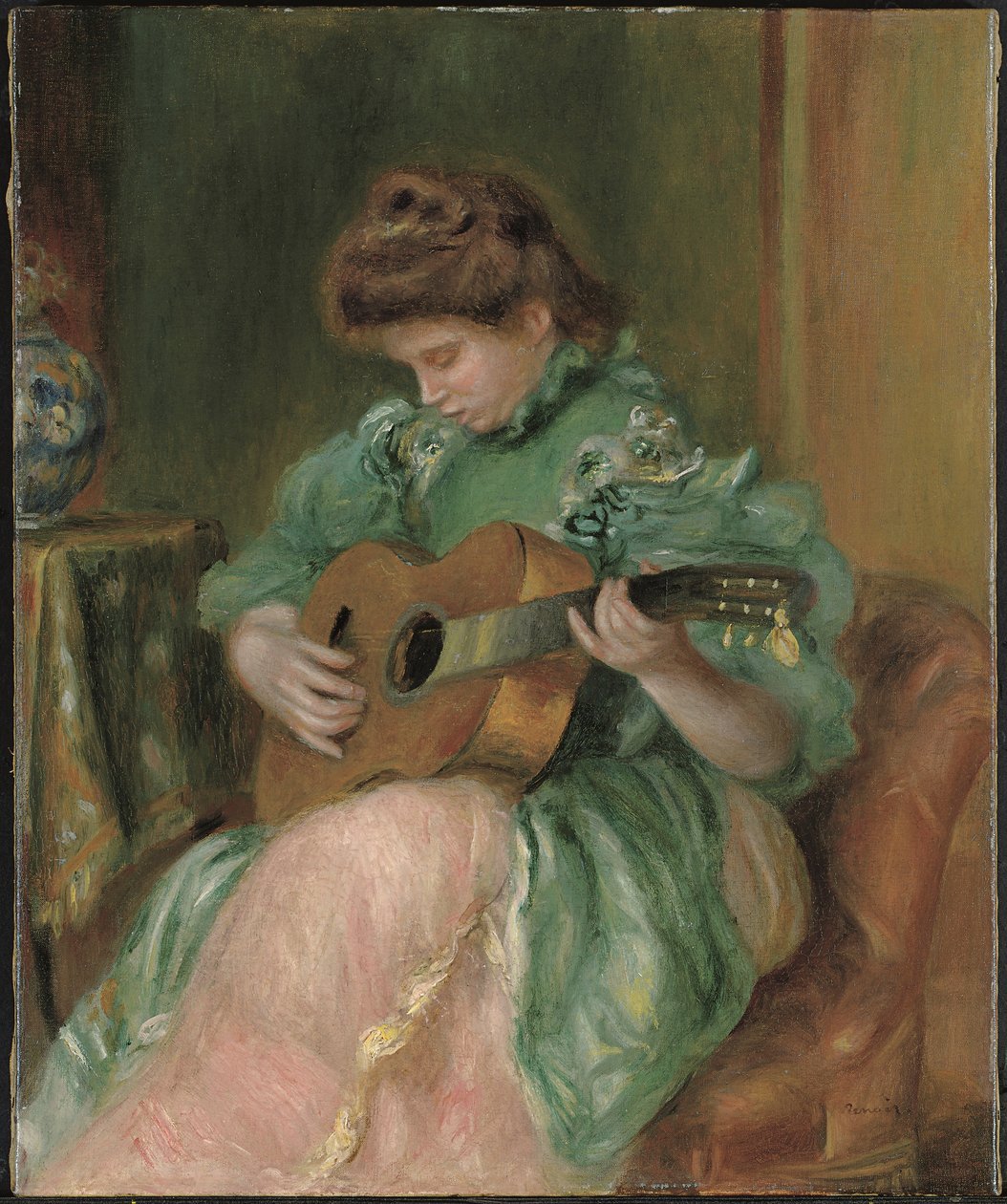 Kobieta z gitarą, ok. 1896-1897 (olej na płótnie) autorstwa Pierre Auguste Renoir