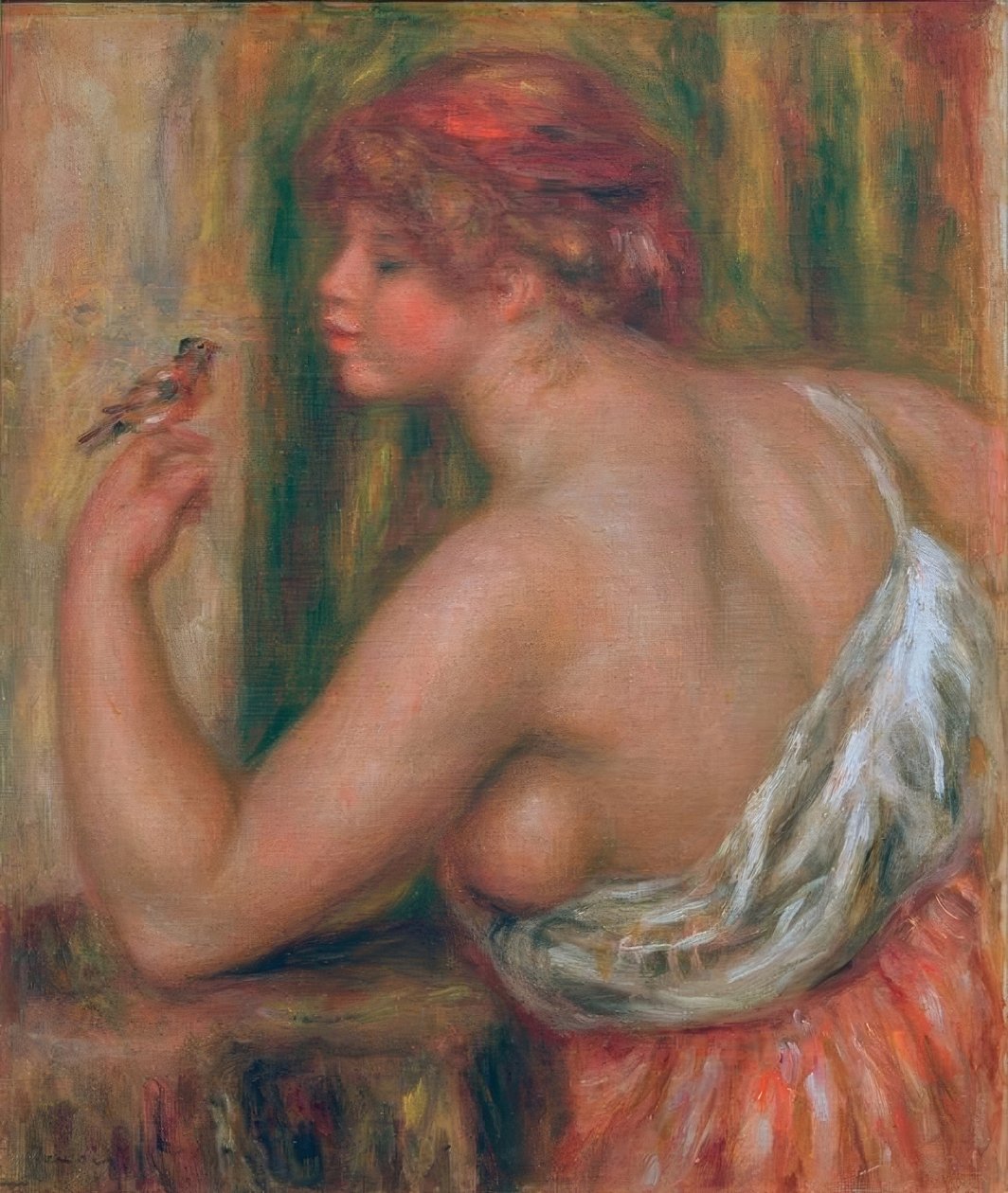 Kobieta z ptaszkiem autorstwa Pierre Auguste Renoir