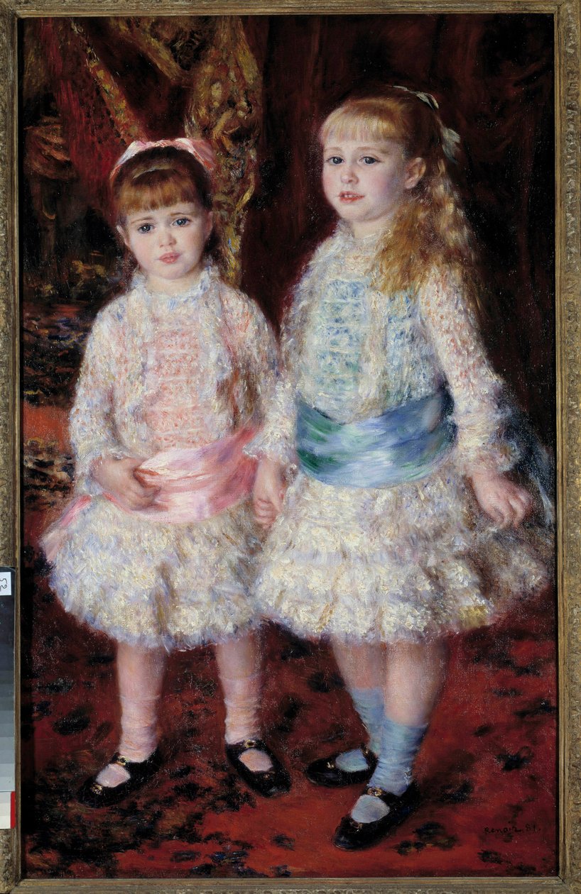 Pełny portret dam Cahen z Antwerpii, córki bankiera Louisa Cahena z Antwerpii (1837-1922) lub „Różowy i niebieski”. Obraz Pierre Auguste Renoir (1841-1919) 1881 Wym. 0,74x1,19 m Sao Paolo, muzeum sztuki — Pełnowymiarowy portret Cahen Dem autorstwa Pierre Auguste Renoir