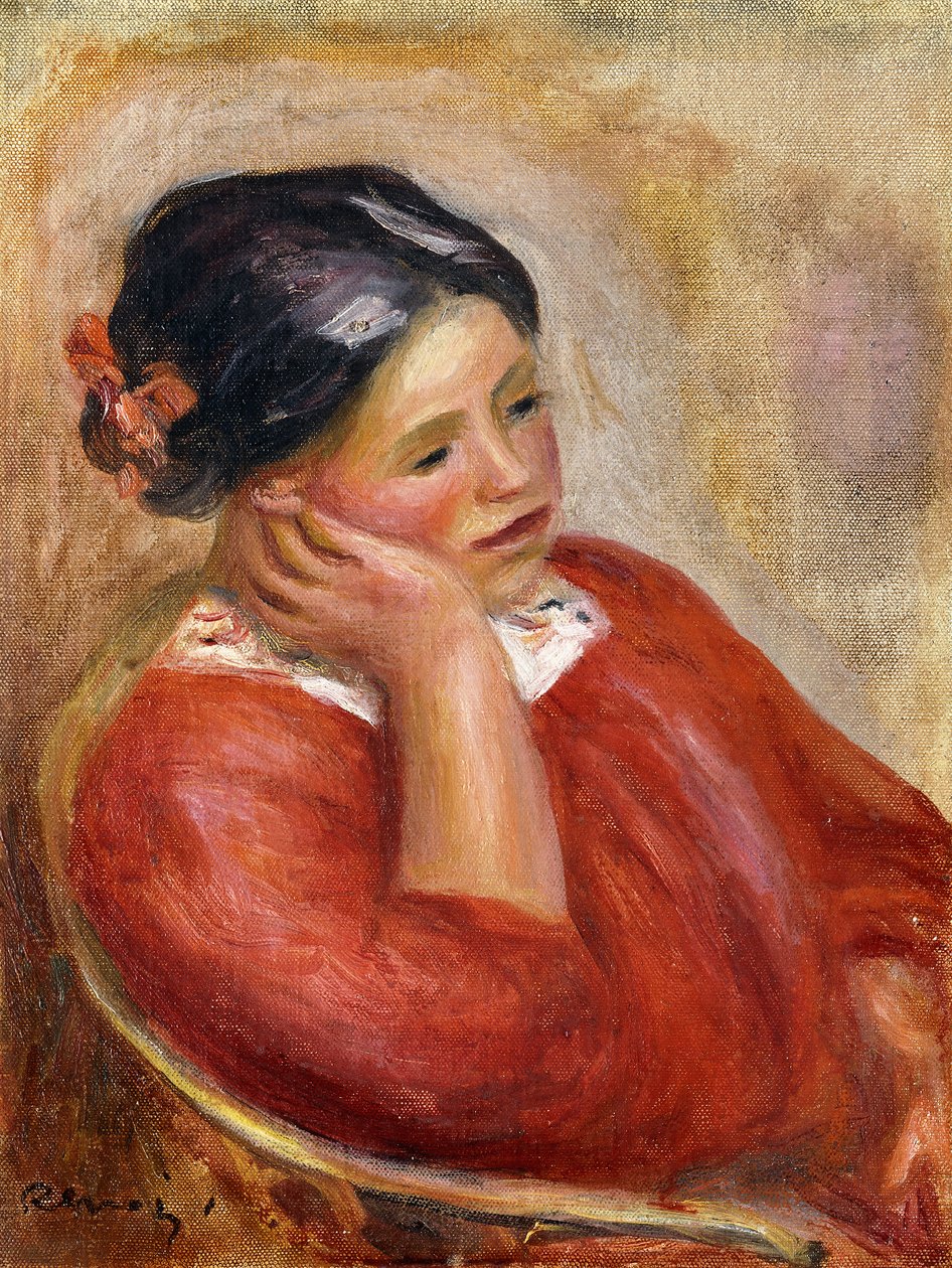 Gabrielle pochylony; Gabrielle Acoudee, autorstwa Pierre Auguste Renoir
