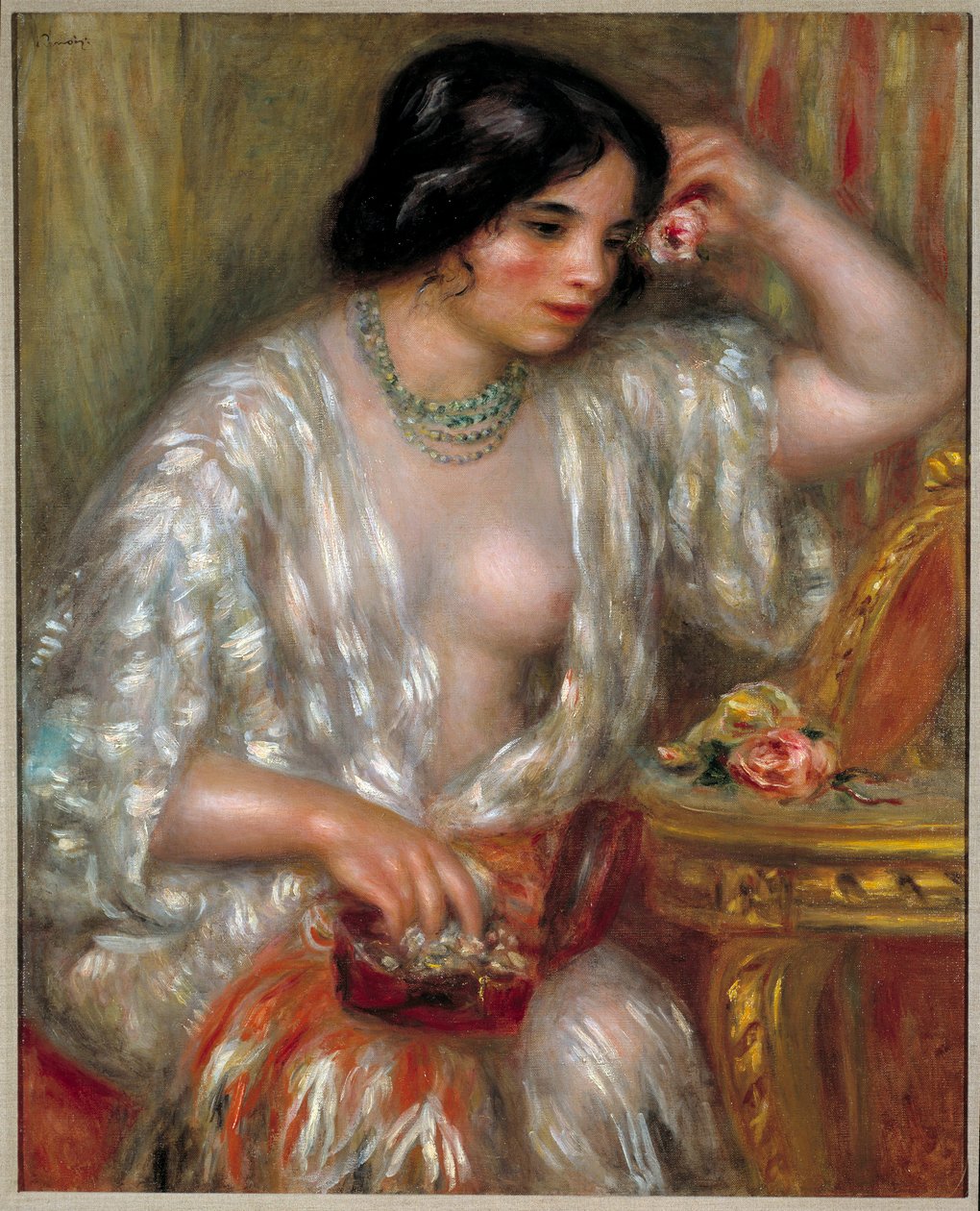 Gabrielle z biżuterią: Gabrielle Renard, pielęgniarka syna artysty. Obraz Pierre