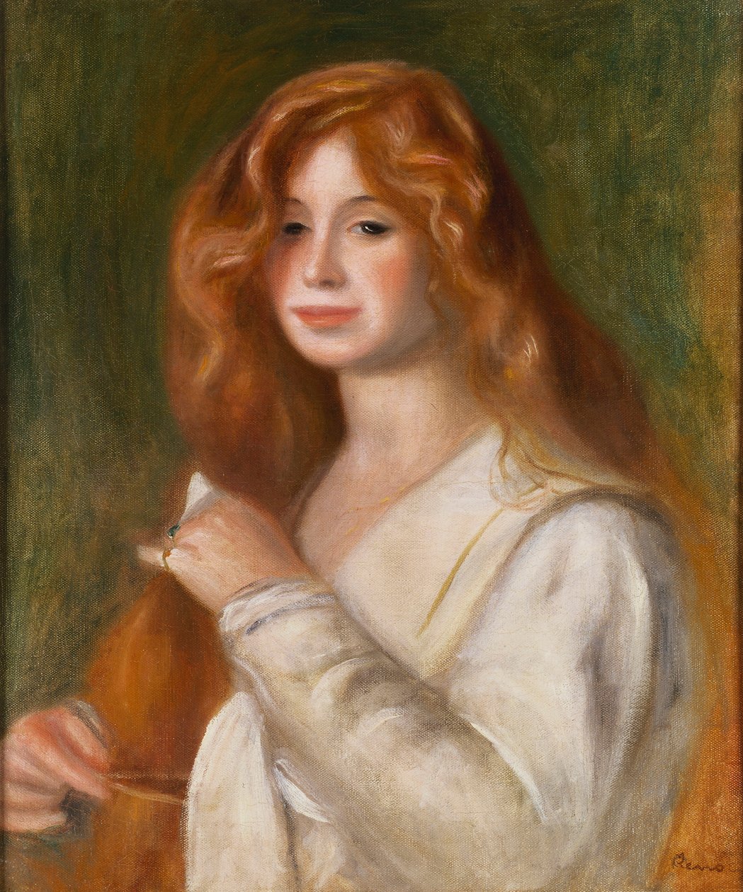 Dziewczyna czesząca włosy autorstwa Pierre Auguste Renoir