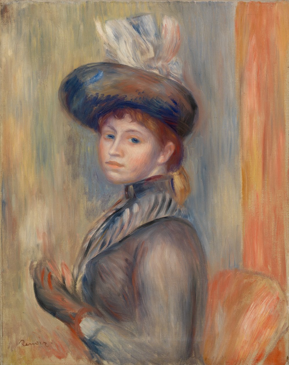 Dziewczyna w szaro-niebieskim autorstwa Pierre Auguste Renoir