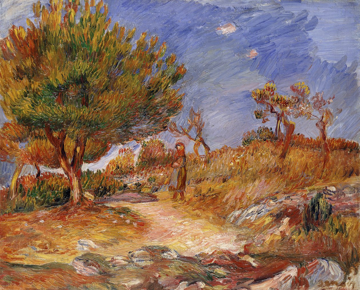 Dziewczyna na ścieżce; Młoda dziewczyna na ścieżce, ok. 1882–83 autorstwa Pierre Auguste Renoir