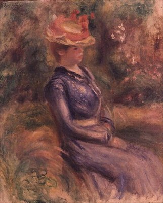 Dziewczyna w słomkowym kapeluszu autorstwa Pierre Auguste Renoir